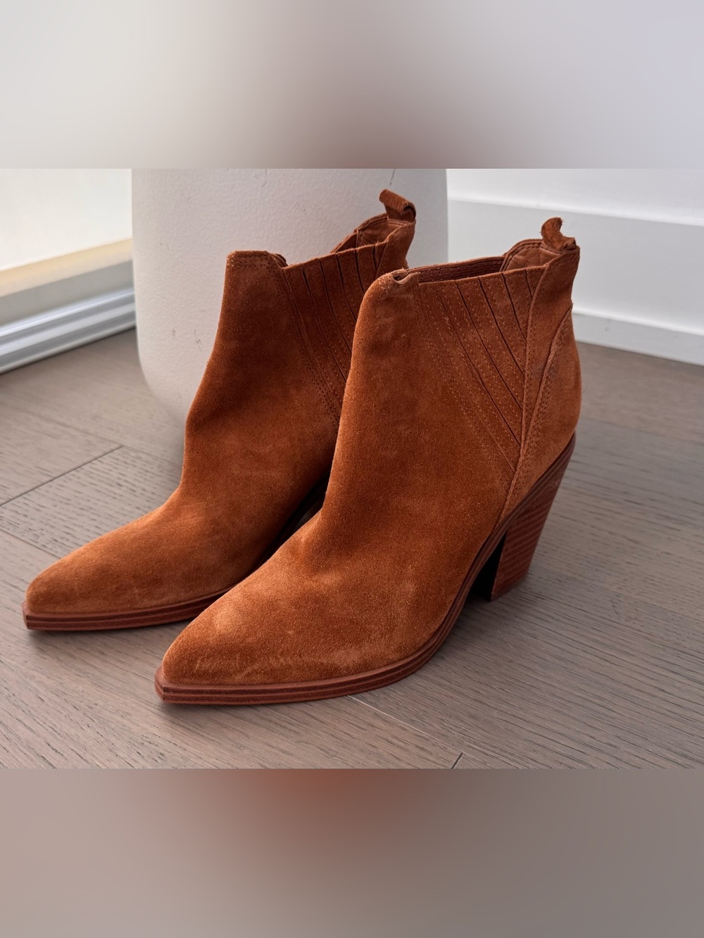 Marc Fisher Rust Suede Pointed Ankle Booties